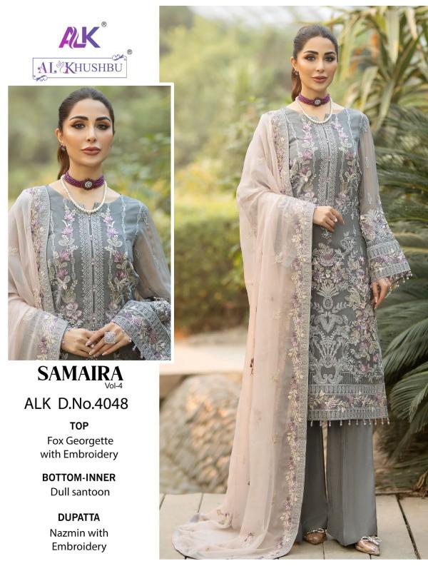 Alk Khushbu Samaira Vol 4 Georgette Designer Pakistani Suit Collection